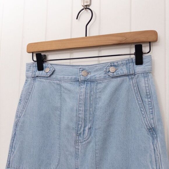 Madewell Denim Tab-Waist A-Line Midi Skirt in Lynnhaven Wash Size 24 - Picture 3 of 10